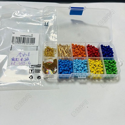 Kits de fabrication de boucles d'oreilles, perles de rocaille de couleur arc-en-ciel, bricolage, avec des breloques en alliage d'émail sur le thème de l'arc-en-ciel