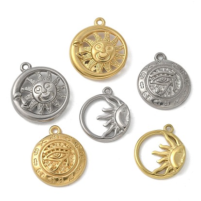 304 подвески из нержавеющей стали, плоский круглый с подвесками в виде глаз и солнца