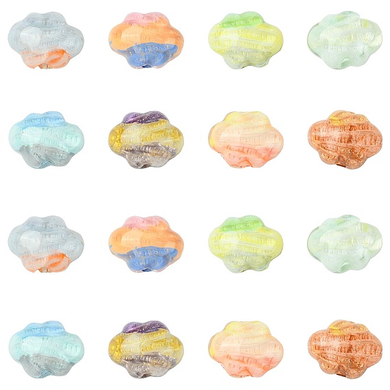 16шт 8 цвета двухцветные прозрачные акриловые бусины, бусины ручной работы, облако, с блестящей пудрой и эмалью