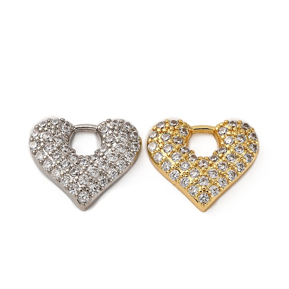 Латунные микро проложить кубического циркония подвески, сердце, долговечный, без кадмия и без свинца, стойки покрытие