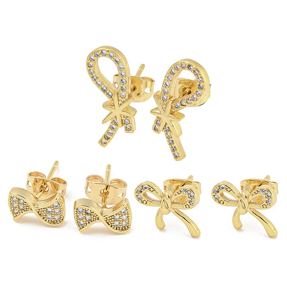 Латунные микро проложить кубического циркония уха шпильки, бантом