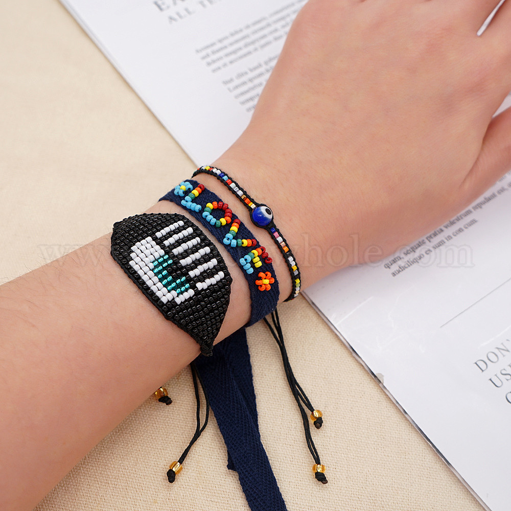 Miyuki Rice Bead Woven Love Letter Bracelet