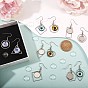 Dangle Earrings DIY Making Kit, Including 304 Stainless Steel Earring Hooks with Flat Round Tray, Transparent Glass Cabochons, Plastic Ear Nuts