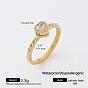 304 из нержавеющей стали кристалл горный хрусталь палец кольца, сердце, широкая полоса кольца