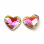 K9 Glass Rhinestone Cabochons, Flat Back & Back Plated, Faceted, Heart