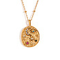 304 Stainless Steel Colorful Rhinestone Oval with Moon Star Pendant Necklaces for Women
