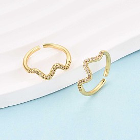 Манжеты из латуни с микро паве кубический цирконий для женщин, волна