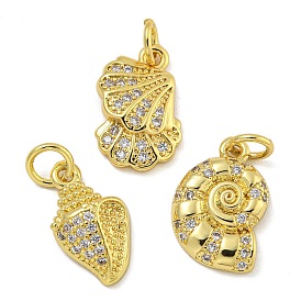 Rack Plating Brass Micro Pave Cubic Zirconia Pendants, Long-Lasting Plated, Cadmium Free & Lead Free, Real 18K Gold Plated