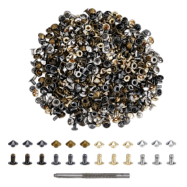 Латунные заклепки для одежды, заклепка с конусом, с дыроколом для кожи