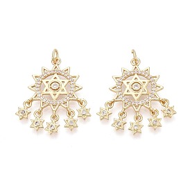 Латунные микропаве прозрачные подвески с фианитом, солнечные чары