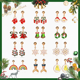 Christmas Tree Earrings - Snowflake Pumpkin Rainbow Earrings for Women, Festive Cartoon Gift.