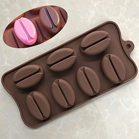 Moldes de silicona de grado alimenticio con forma de grano de café diy, hornear moldes para pasteles, 7 cavidades