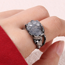 European and American design crystal ring - exaggerated and personalized alloy ring.