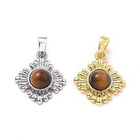 Латунные подвески из тигрового глаза, ромб прелести