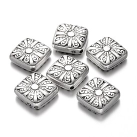 Carved Rhombus CCB Plastic Beads, 20x21x6mm, Hole: 2mm
