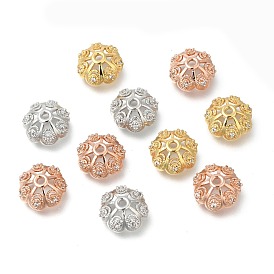 CZ Brass Micro Pave Cubic Zirconia Flower Bead Caps, Fancy Bead Caps, Cadmium Free & Nickel Free & Lead Free