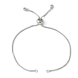 5 pcs rack placage réglable en laiton curseur fabrication de bracelet, avec zircons, plaqué longue durée