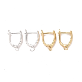 Boucles d'oreilles créoles en laiton écologiques plaquées en rack avec fermeture à loquet, avec boucle horizontale, sans plomb et sans cadmium