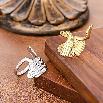 304 открытые кольца манжеты из нержавеющей стали, гинкго лист