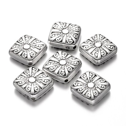 Carved Rhombus CCB Plastic Beads, 20x21x6mm, Hole: 2mm