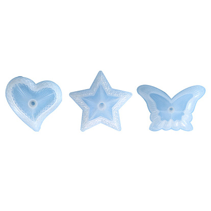 DIY Silicone Finger Rings Display Holder Tray Molds, Resin Casting Molds, for UV Resin, Epoxy Resin Craft Making, Heart/Butterfly/Star