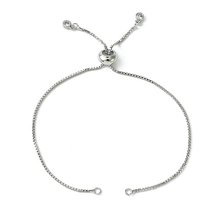 5 pcs rack placage réglable en laiton curseur fabrication de bracelet, avec zircons, plaqué longue durée