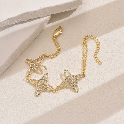 Латунные браслеты с микропаве из прозрачных кубических цирконий для женщин, клевер, со сплавочной фурнитурой