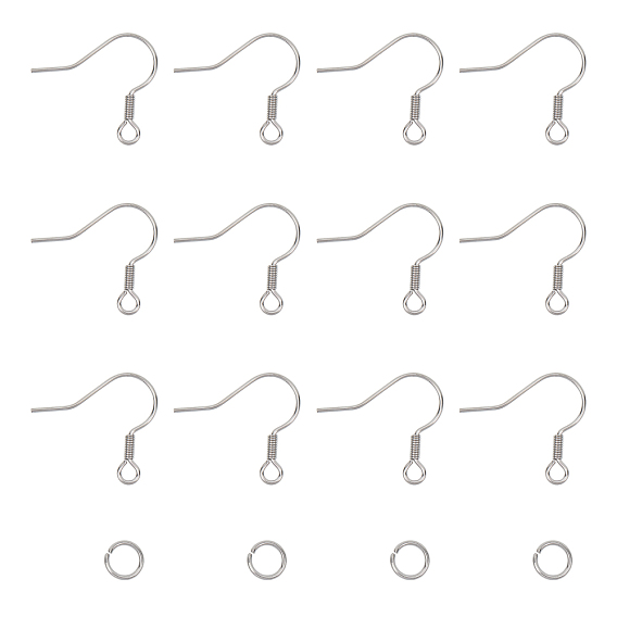 316 Surgical Stainless Steel Earring Hooks, Ear Wire, with 304 Stainless Steel Open Jump Rings