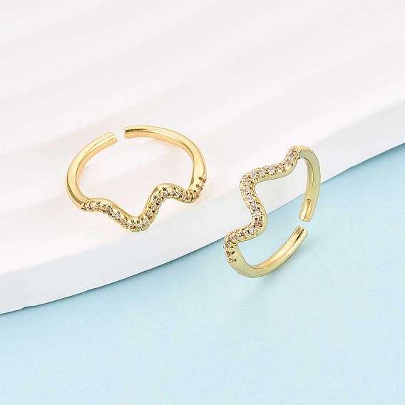 Манжеты из латуни с микро паве кубический цирконий для женщин, волна