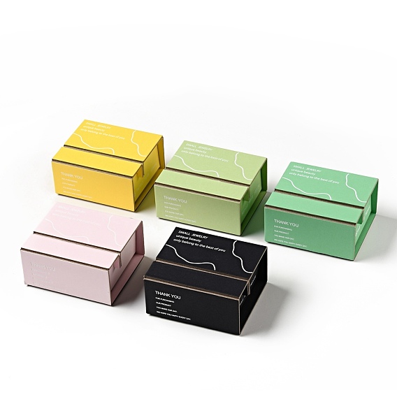 Cardboard Paper Jewelry Gift Boxes, with Square Plastic & PE FILM Floating Jewelry Display Cases, Rectangle with Word