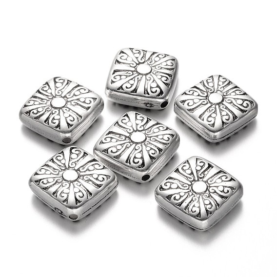 Carved Rhombus CCB Plastic Beads, 20x21x6mm, Hole: 2mm