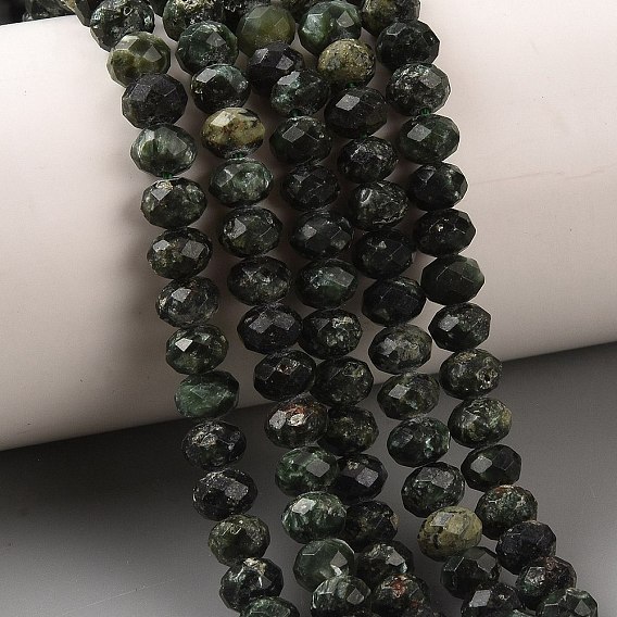 Природные SERAPHINITE нитей бисера, граненые, рондель