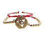 Micro Pave CZ Palm Red String Bracelet - Customizable Chain Included