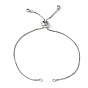 5Pcs Rack Plating Adjustable Brass Slider Bracelet Making, with Cubic Zirconia, Long-Lasting Plated