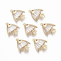 Brass Micro Pave Cubic Zirconia Links, Nickel Free, Fish