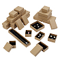 50Pcs 5 Styles Kraft Paper Cardboard Jewelry Boxes, with Sponge Inside, Square and Rectangle