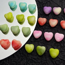 10Pcs Gradient Color Opaque Acrylic Beads, Heart