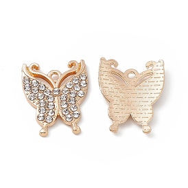 Alloy Crystal Rhinestone Pendants, Butterfly Charms