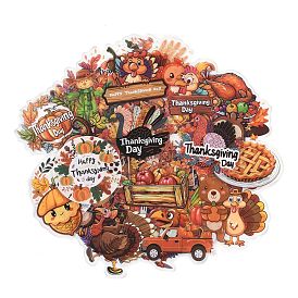 50Pcs Thanksgiving Day Cartoon PET Self-Adhesive Picture Stickers, for Water Bottles, Laptop, Luggage, Cup, Computer, Mobile Phone, Skateboard, Guitar Stickers Decor