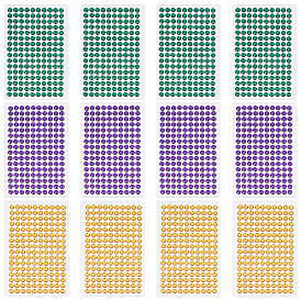 12 листы 3 цвета акриловые стразы наклейки, плоско-круглые