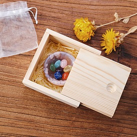 Tumbled Natural Gemstone Rune Stones Kit, with Cherry Blossom Agate Bowl, 7Pcs Divination Stone, Oval