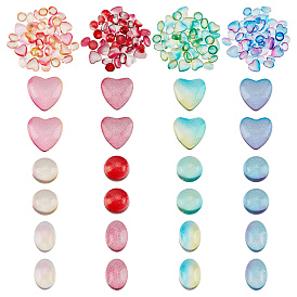 SUPERFINDINGS 180Pcs 12 Style Transparent Glass Cabochons, Oval & Heart & Half Round