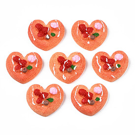 Epoxy Resin Cabochons, Imitation Food, Heart