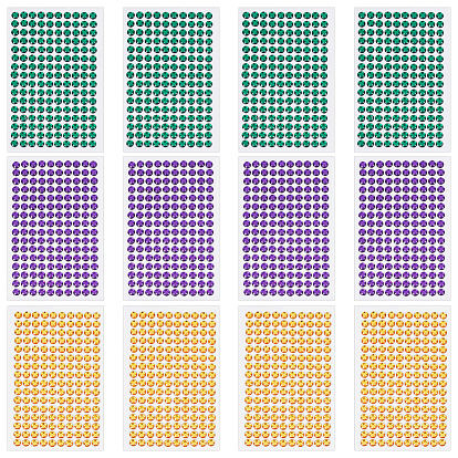 12 листы 3 цвета акриловые стразы наклейки, плоско-круглые