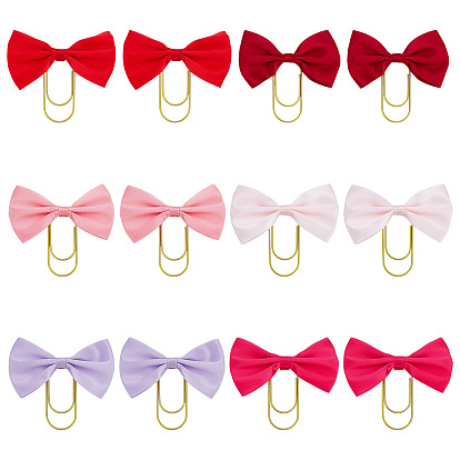 12 шт 6 цвета железные скрепки, с бантом из полиэстера