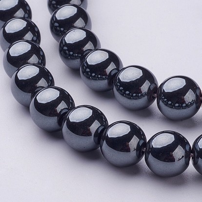 Non-Magnetic Synthetic Hematite Beads, AA Grade Round Beads, 10mm, Hole: 1mm