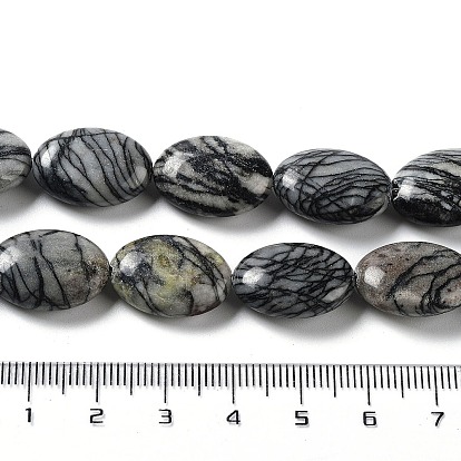Натуральный черный шелковый камень / чистые камни, Плоско-овальные