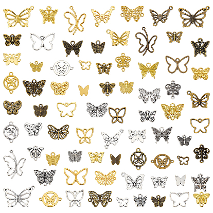 75 шт. 3 цвета подвеска в виде бабочки в тибетском стиле из сплава и комплекты фурнитуры