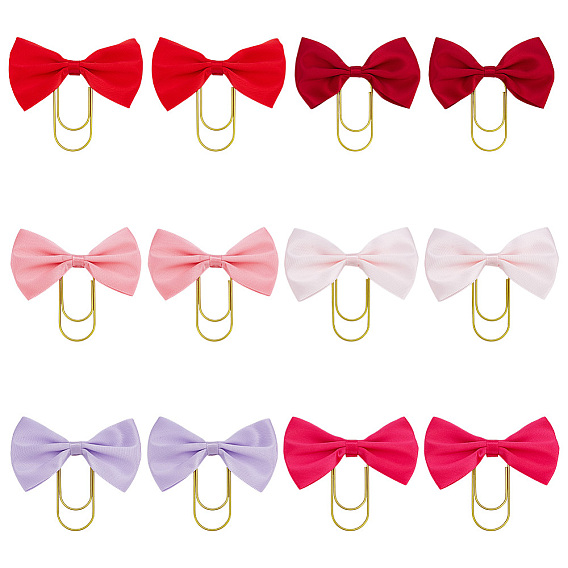 12 шт 6 цвета железные скрепки, с бантом из полиэстера