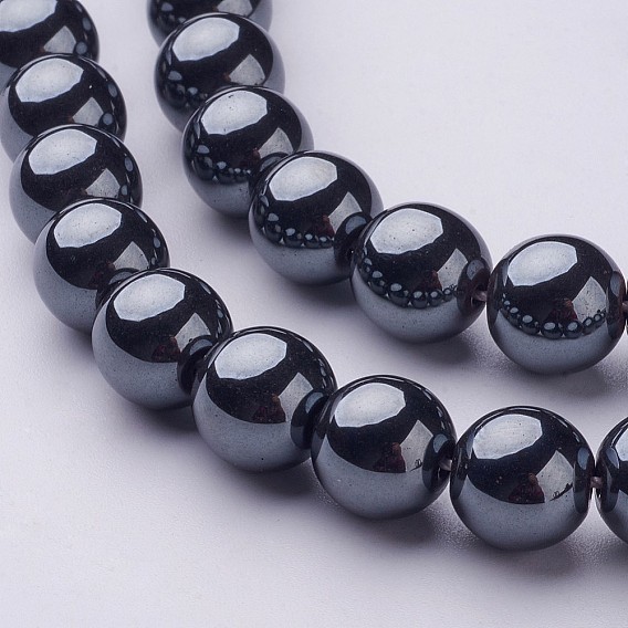 Non-Magnetic Synthetic Hematite Beads, AA Grade Round Beads, 10mm, Hole: 1mm